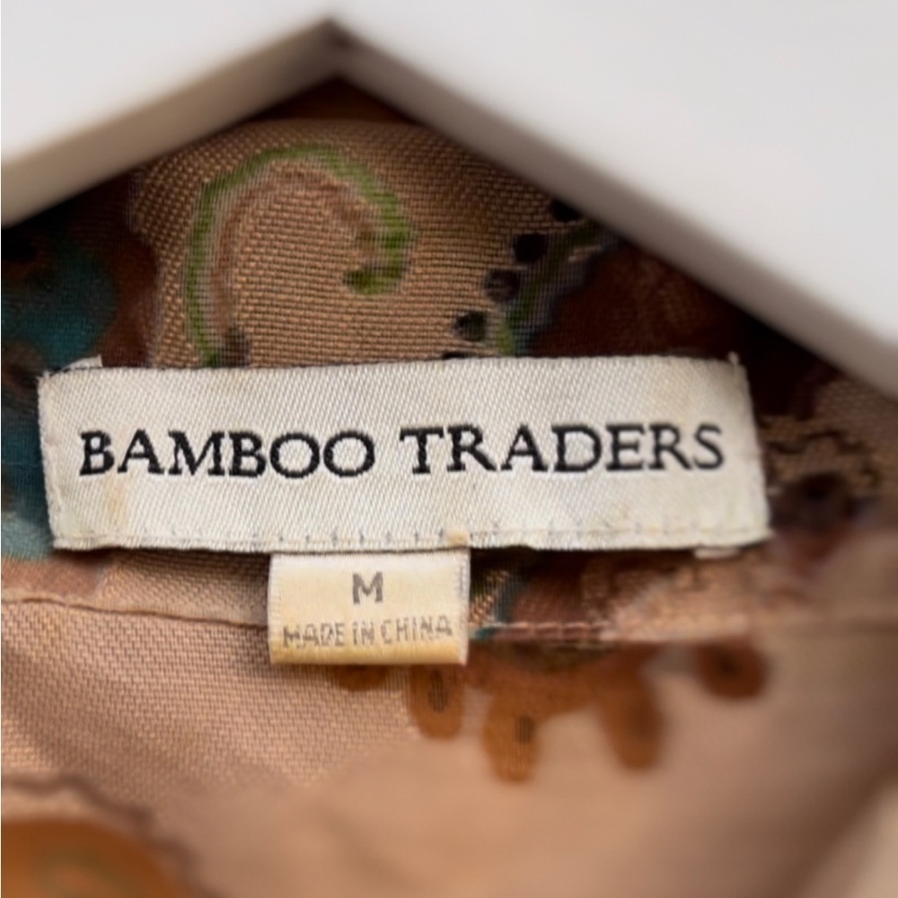 BAMBOO TRADERS | Flax Rayon Polyester Floral Sheer Lightweight Button-Up M - Picture 4 of 6